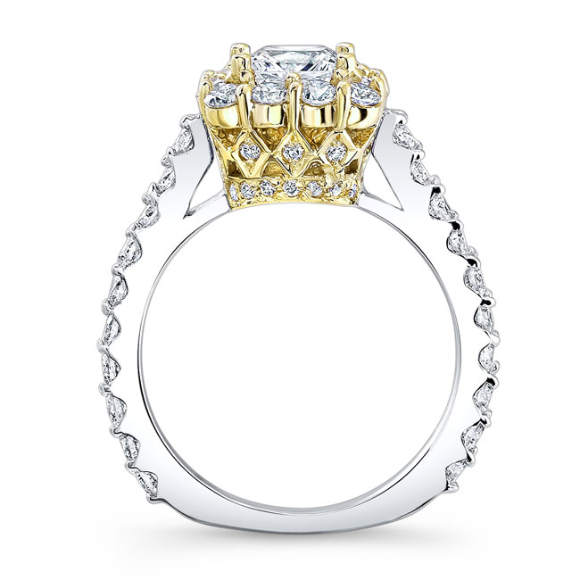 White Yellow Gold Princess Ring Image 2