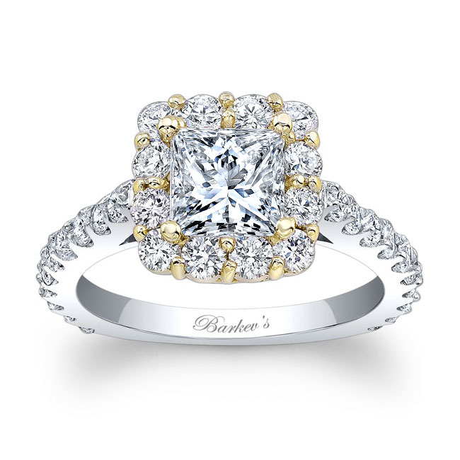 White Yellow Gold Princess Ring