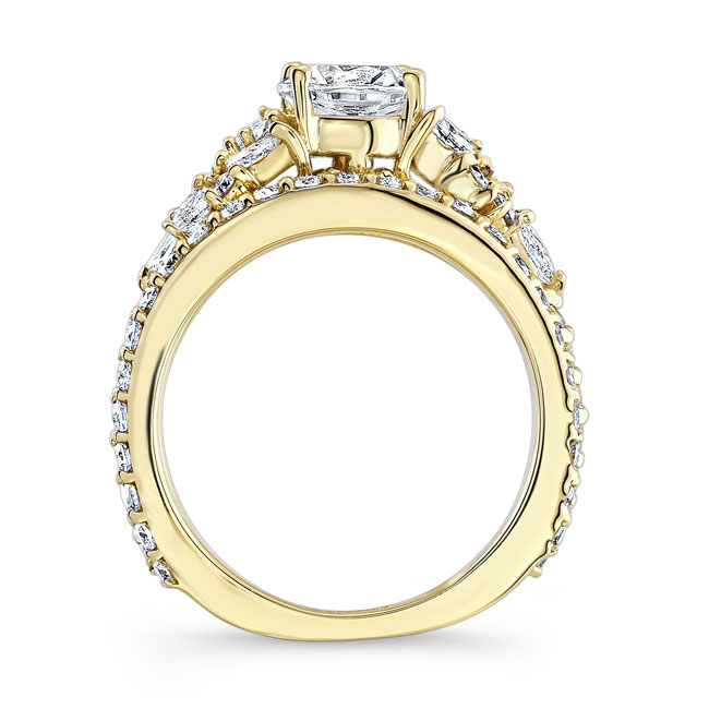 Yellow Gold Vintage Lab Grown Diamond Marquise Bridal Set Image 2