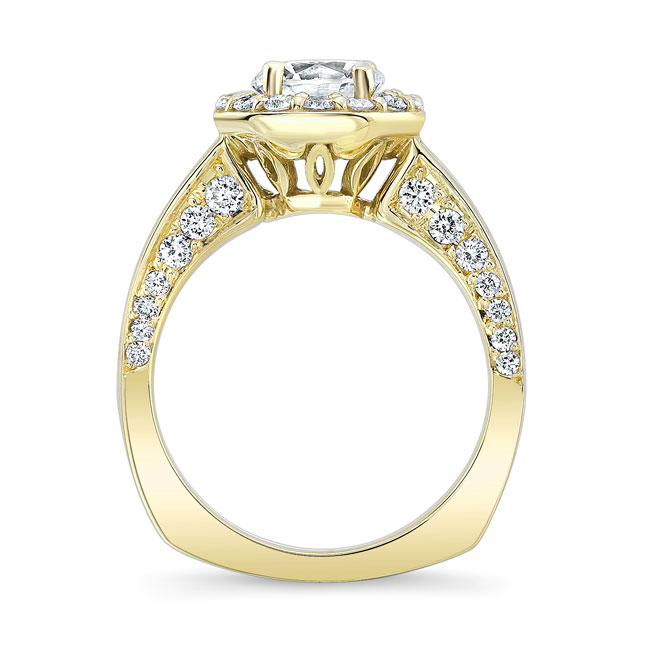 Yellow Gold Round Cut Halo Ring Image 2