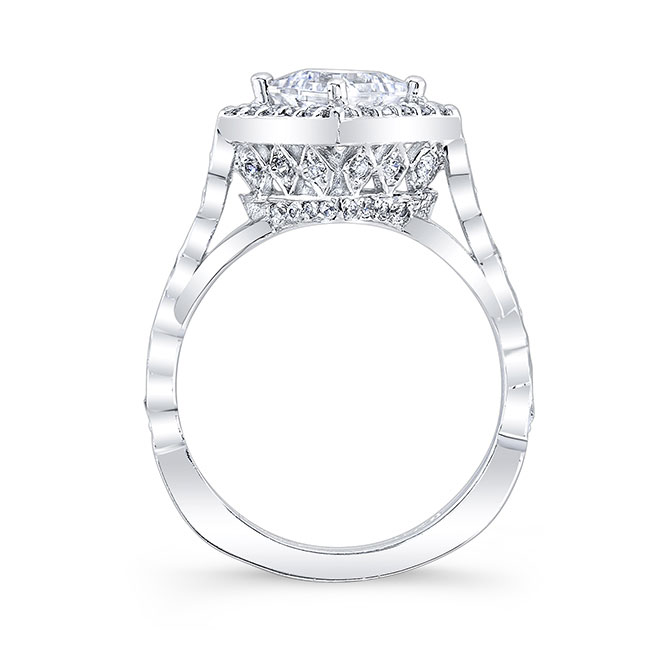 Vintage Princess Cut Moissanite Halo Ring Image 2