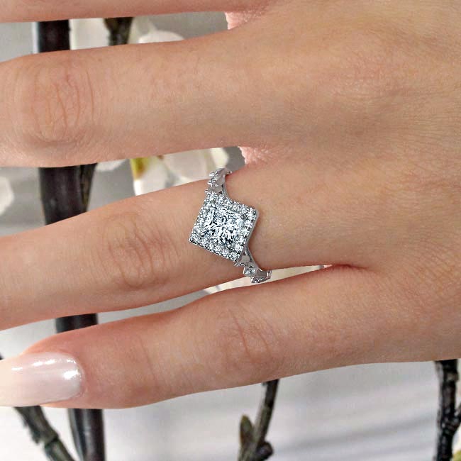 Vintage Princess Cut Moissanite Halo Ring Image 3