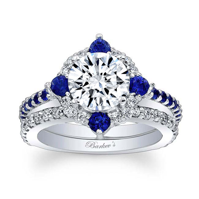 2 Carat Halo Sapphire And Diamond Bridal Set