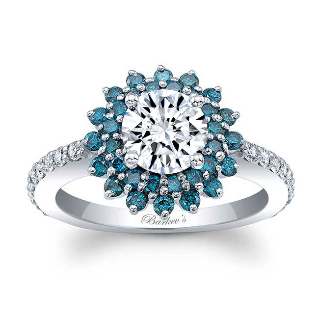 Blue Diamond Accent Sunflower Ring