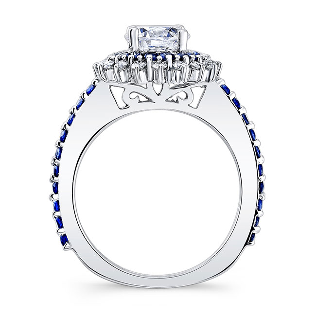 Blue Sapphire Accent Sunflower Bridal Set With 2 Bands Image 2