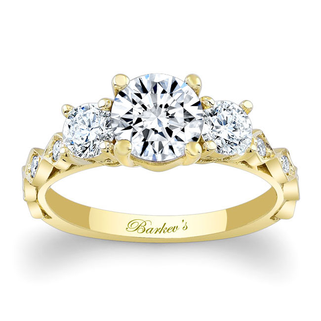 Yellow Gold Vintage 3 Stone Diamond Ring