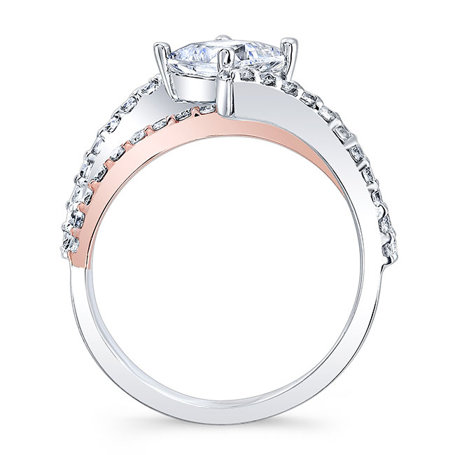 White Rose Gold Kite Set Moissanite Engagement Ring Image 2