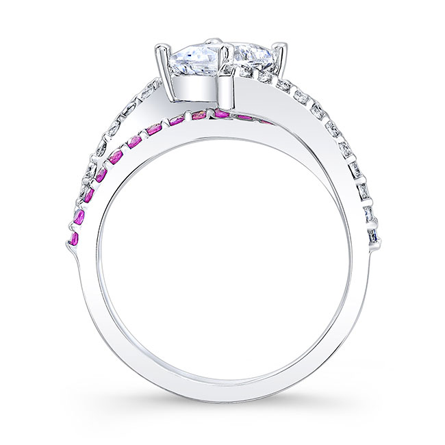 Pink Sapphire Accent Kite Set Engagement Ring Image 2