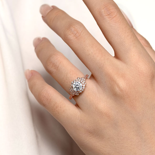 Rose Gold Moissanite Cluster Ring Image 3