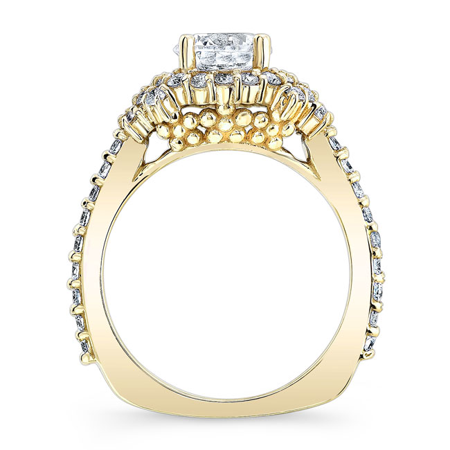 Yellow Gold Moissanite Cluster Ring Image 2