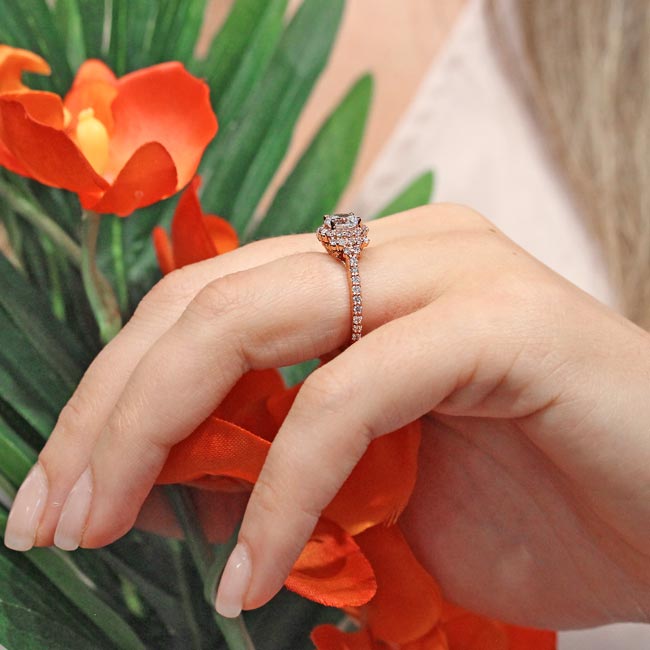 Rose Gold Moissanite Cluster Ring Image 5