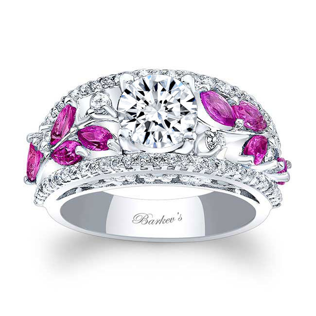 Vine Pink Sapphire Accent Ring