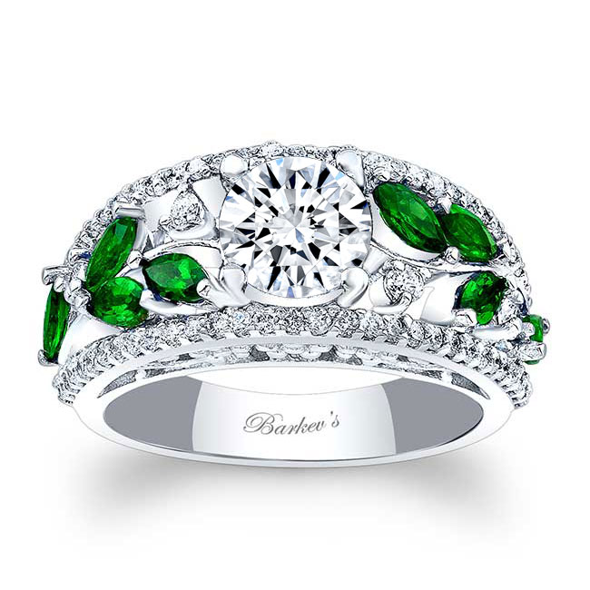 Vine Tsavorite Accent Ring