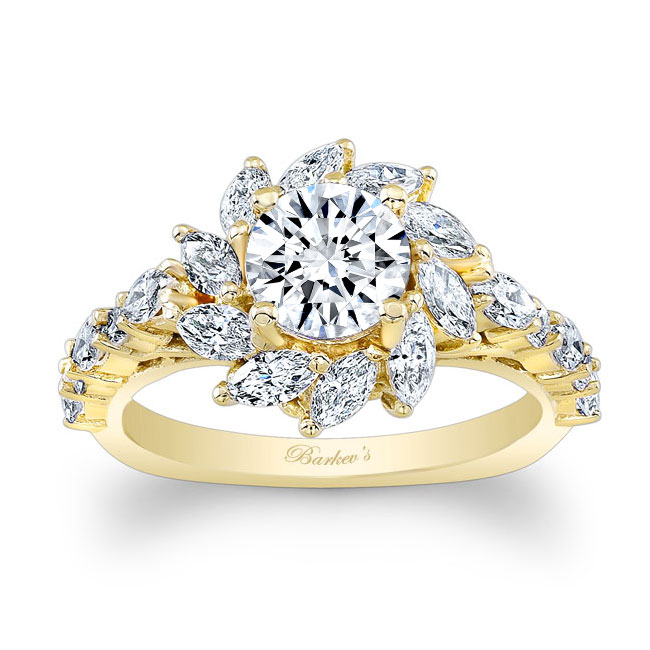 Yellow Gold Sunflower Engagement Ring