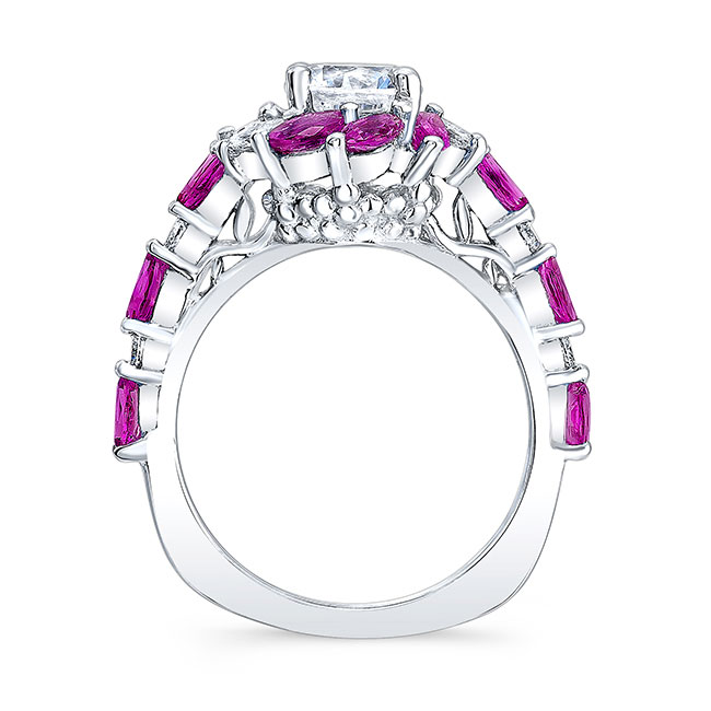 Pink Sapphire Sunflower Engagement Ring Image 2