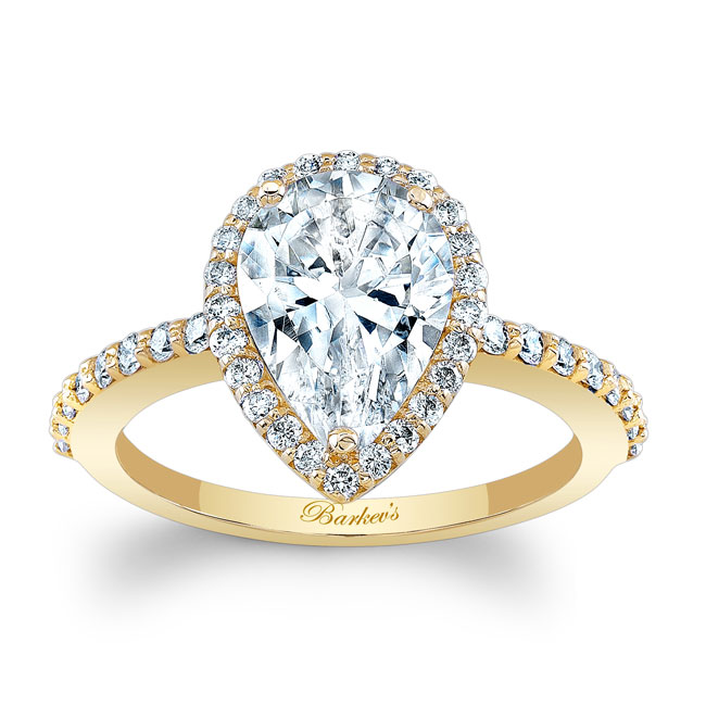 Yellow Gold Pear Shaped Moissanite Ring