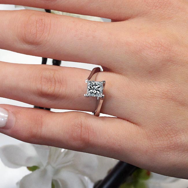 1.25 Carat Princess Cut Moissanite Solitaire Ring Image 3