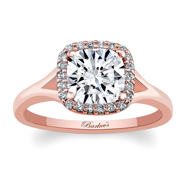 Rose Gold Cushion Halo Ring