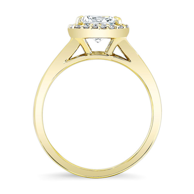 Yellow Gold Cushion Halo Ring Image 2