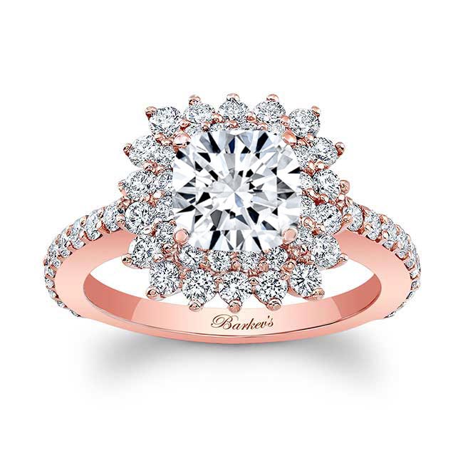 Rose Gold Starburst Moissanite Engagement Ring