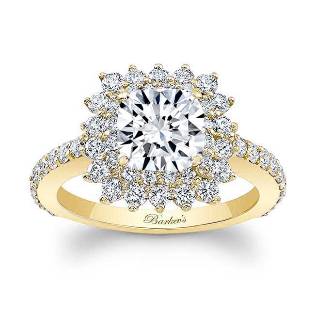 Yellow Gold Starburst Moissanite Engagement Ring