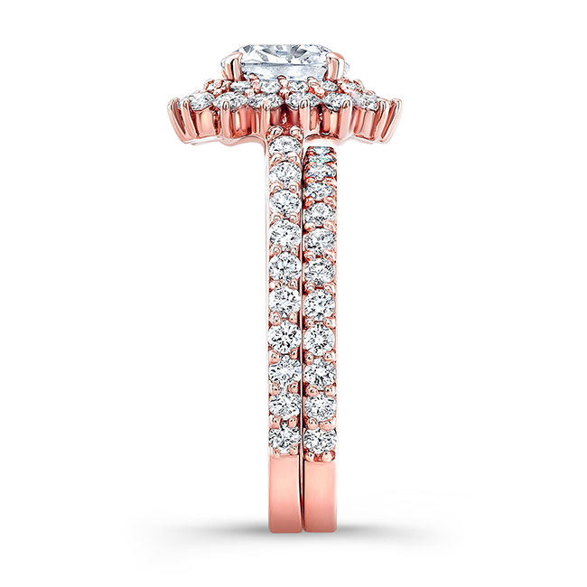 Rose Gold Starburst Wedding Ring Set Image 2