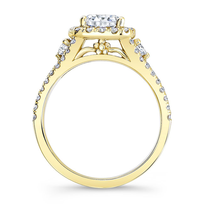 Yellow Gold 1.5 Carat Cushion Cut Moissanite Ring Image 2