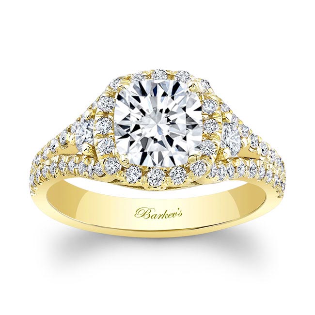 Yellow Gold 1.5 Carat Cushion Cut Moissanite Ring