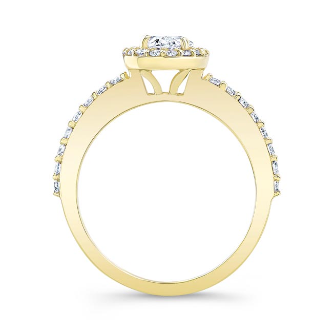 Yellow Gold Oval Moissanite Halo Engagement Ring Image 2