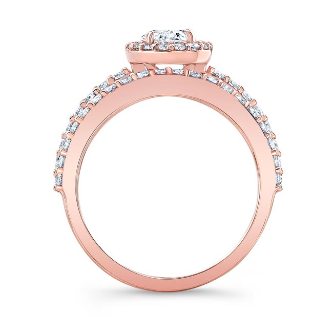 Rose Gold Oval Moissanite Halo Wedding Set Image 2