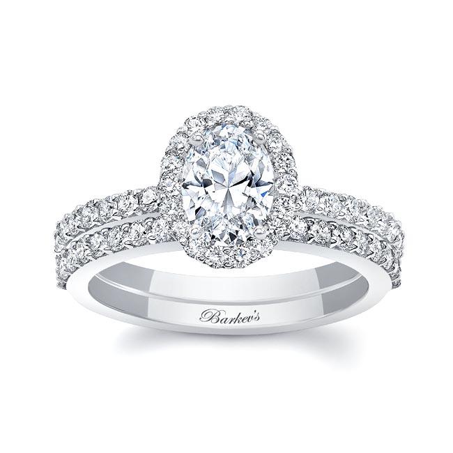 Oval Moissanite Halo Wedding Set