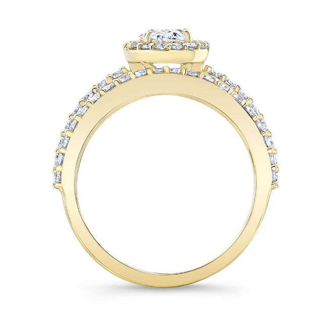 Yellow Gold Oval Moissanite Halo Wedding Set Image 2