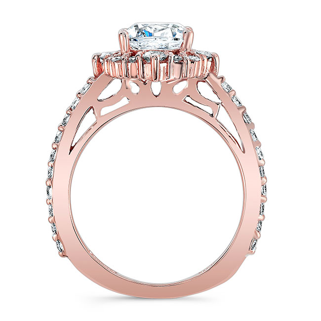 Rose Gold Halo Cushion Cut Moissanite Ring Image 2