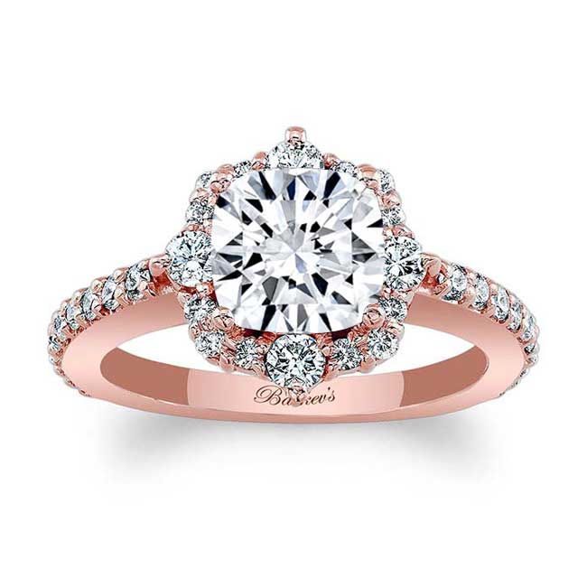 Rose Gold Halo Cushion Cut Moissanite Ring