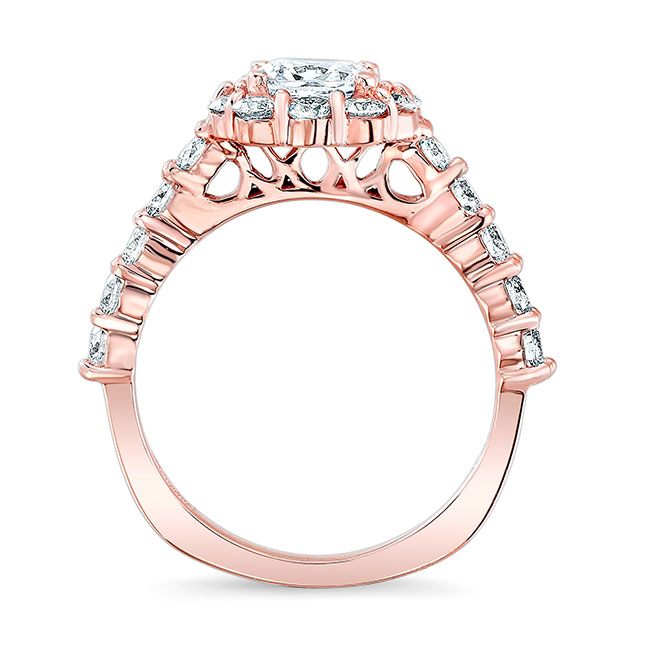 Rose Gold 1 Carat Diamond Halo Ring Image 2