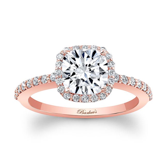 Rose Gold 1 Carat Cushion Cut Halo Engagement Ring