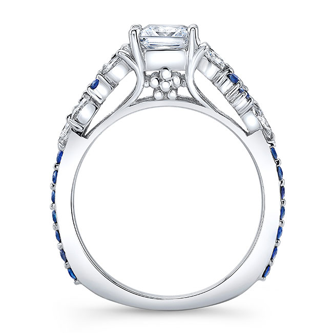 Marquise And Princess Cut Blue Sapphire Accent Ring Image 2