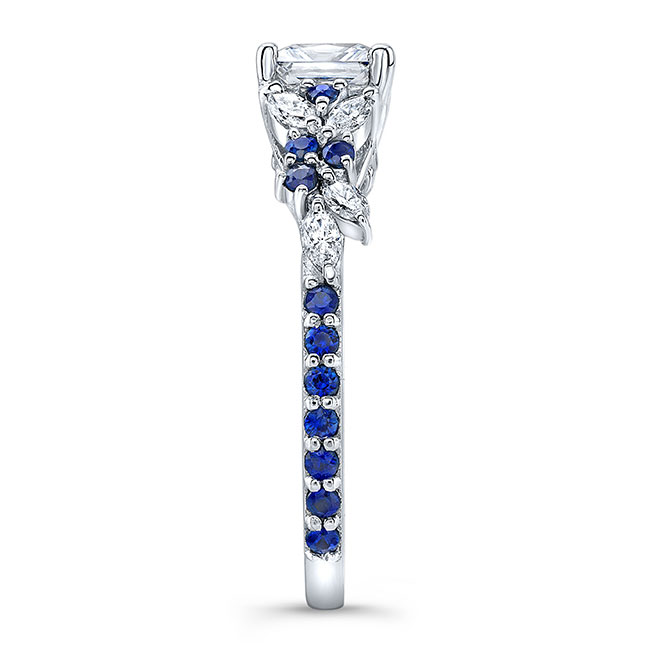 Marquise And Princess Cut Blue Sapphire Accent Ring Image 3