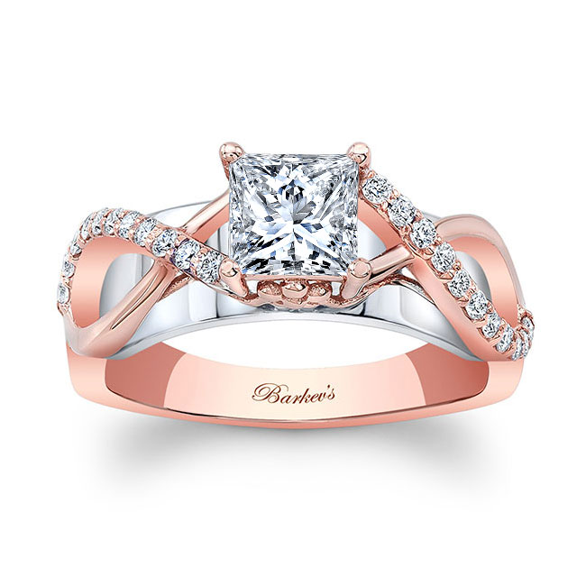 Rose Gold Moissanite Cathedral Engagement Ring