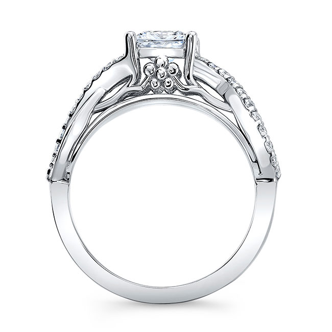 White Gold Moissanite Cathedral Engagement Ring Image 2