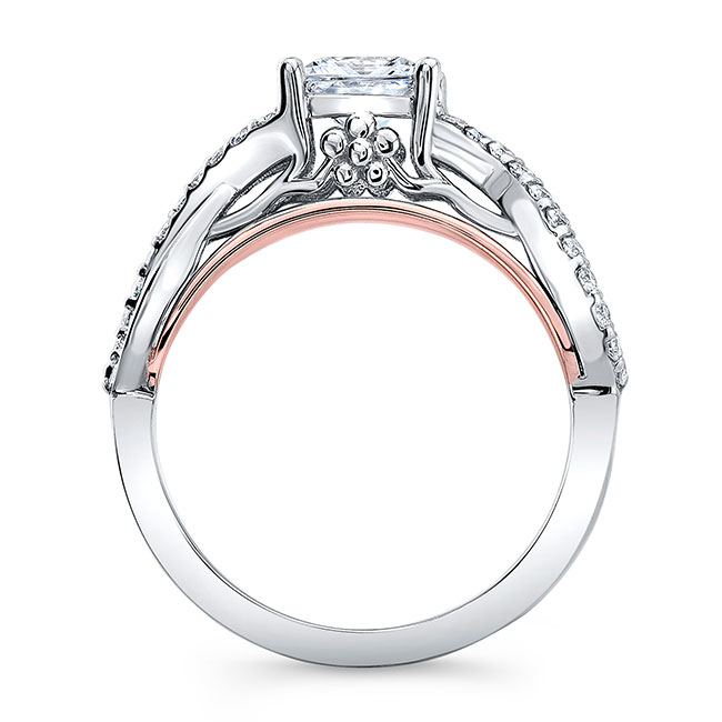 White Rose Gold Moissanite Cathedral Engagement Ring Image 2