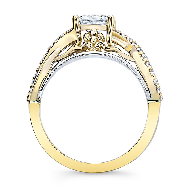 Yellow Gold Moissanite Cathedral Engagement Ring Image 2