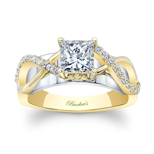 Yellow Gold Moissanite Cathedral Engagement Ring