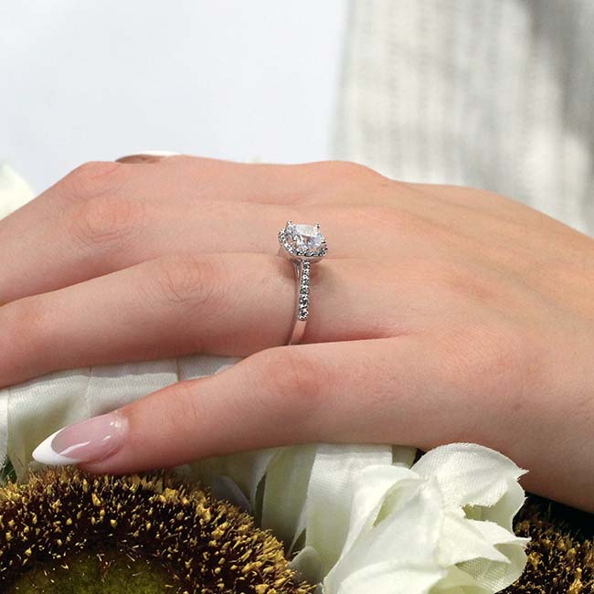 1 Carat Cushion Cut Halo Diamond Ring Image 4