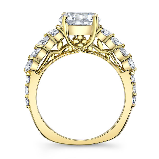 Yellow Gold 2 Carat Round Engagement Ring Image 2