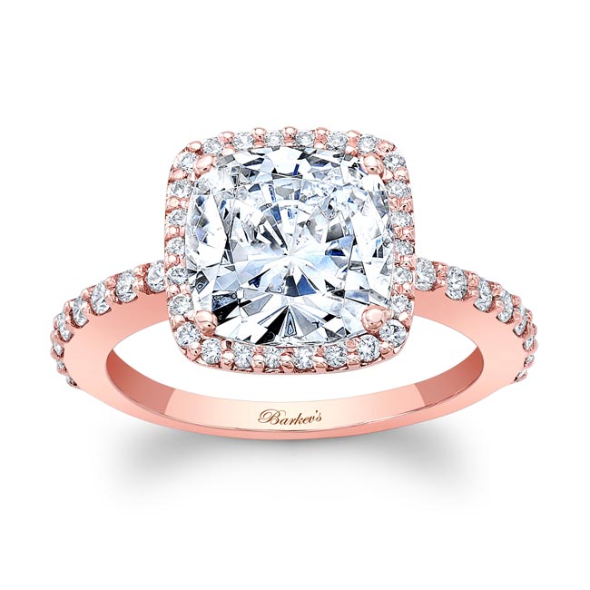 Rose Gold 2 Carat Cushion Cut Moissanite Halo Engagement Ring