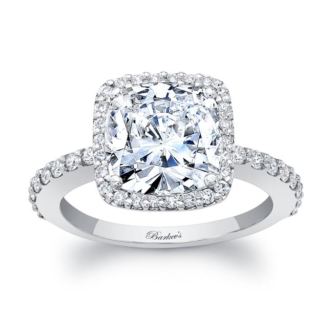 2 Carat Cushion Cut Moissanite Halo Engagement Ring