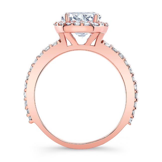 Rose Gold 2 Carat Oval Halo Engagement Ring Image 2