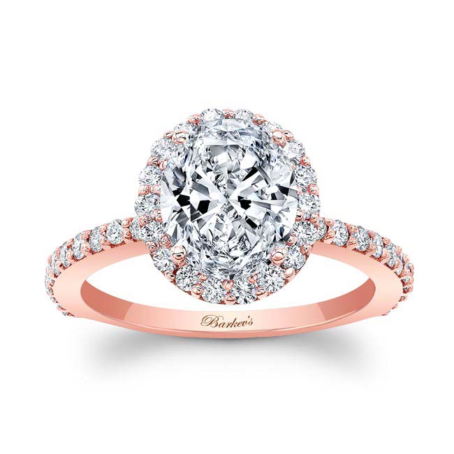 Rose Gold 2 Carat Oval Halo Engagement Ring