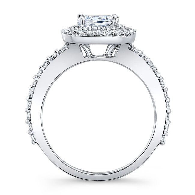 Cushion Cut Moissanite Double Halo Engagement Ring Image 2